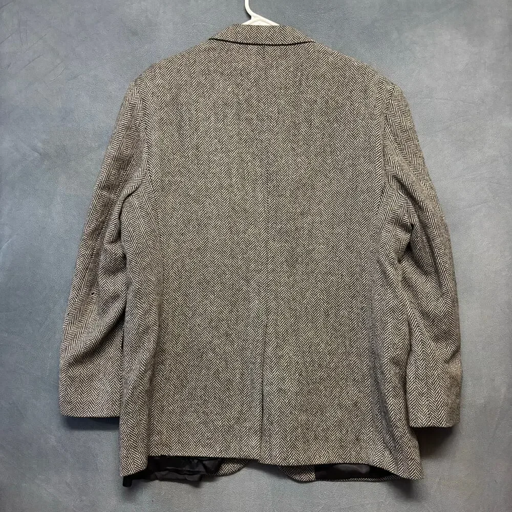 Vintage Christopher Hayes 100% Wool 44R Herringbone Blazer Made in USA Jacket